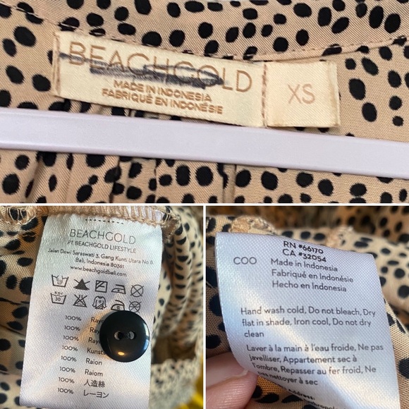 Anthropologie Beachgold Chelsea Romper Animal Print Tan/Black Spot Boho Sz XS - Picture 10 of 10